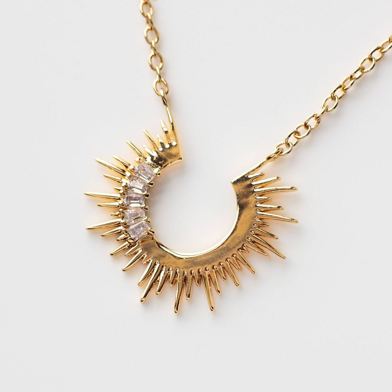 Sunset Voyage Necklace modern yellow gold sun inspired jewelry