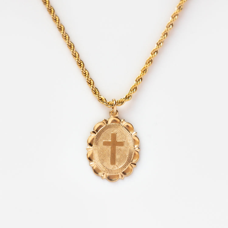 Scalloped Cross Necklace