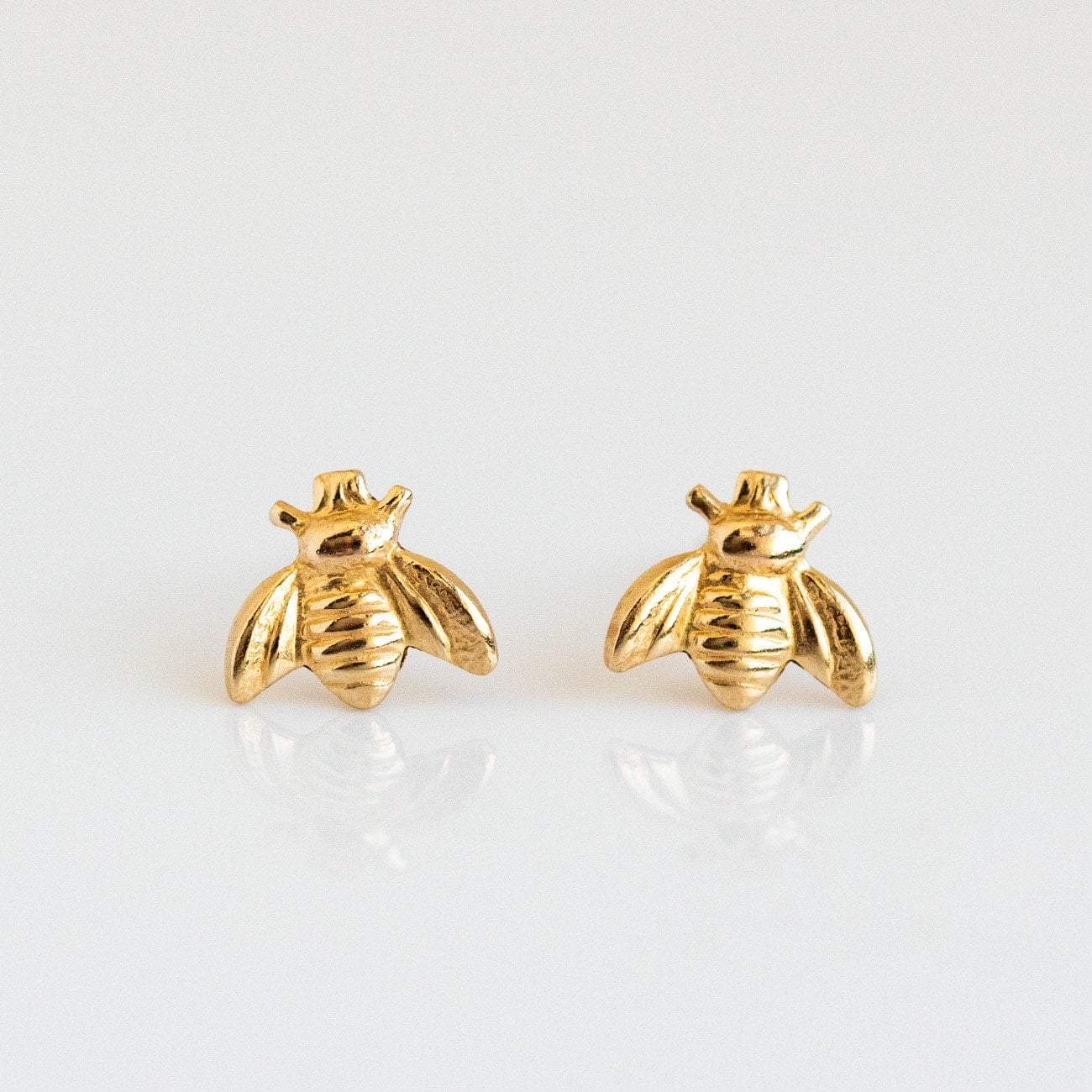 Local Eclectic Tiny Yellow Gold Bumble Bee Stud Earrings
