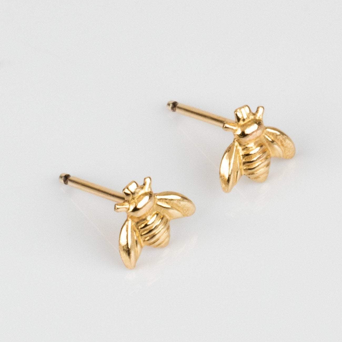 Local Eclectic Tiny Yellow Gold Bumble Bee Stud Earrings