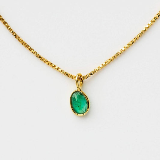 sofia slice necklace with emerald pendant