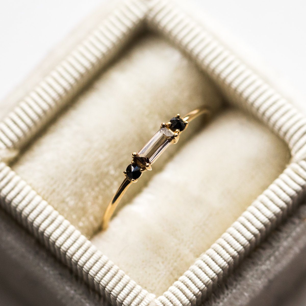 Smoky Quartz & Black Diamond Baguette Crush Ring - rings - La Kaiser local eclectic