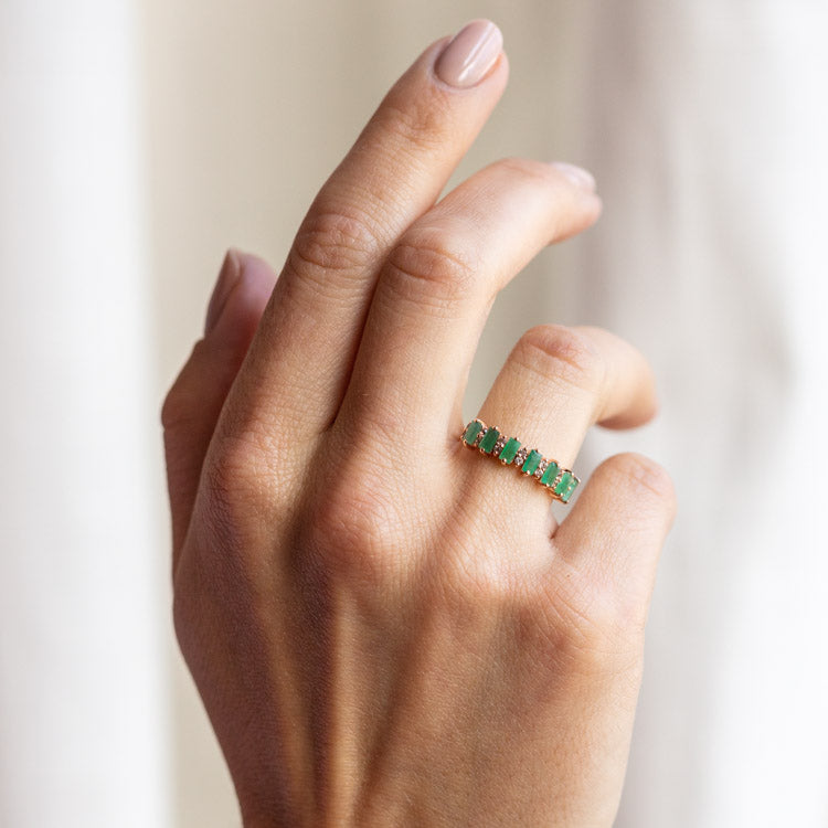 10kt Rose Gold Emerald & Topaz Ring unique dainty modern jewelry la kaiser