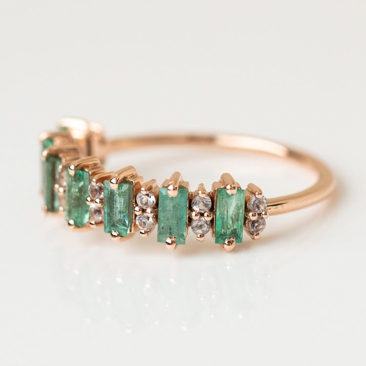 10kt Rose Gold Emerald & Topaz Ring unique dainty modern jewelry la kaiser