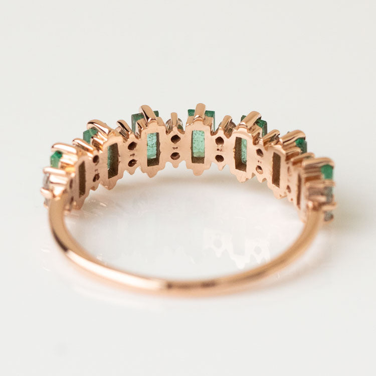10kt Rose Gold Emerald & Topaz Ring unique dainty modern jewelry la kaiser
