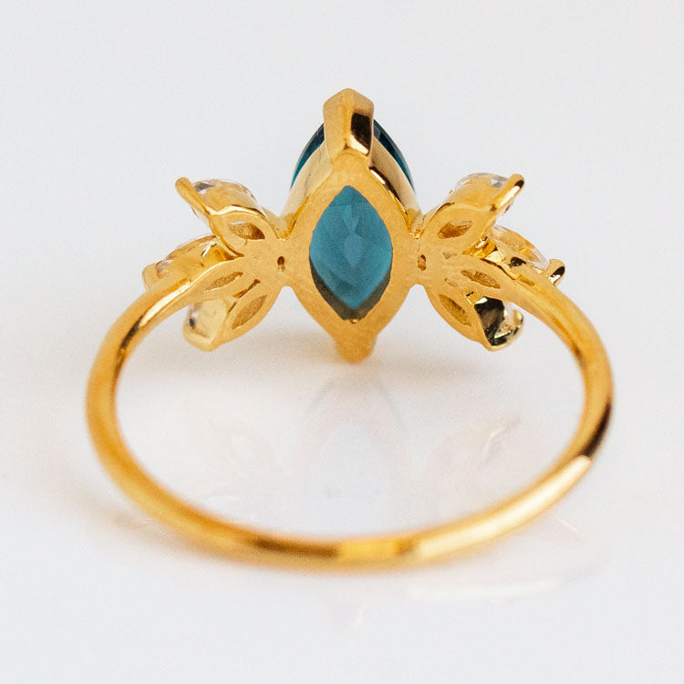 London Blue Topaz Firefly Ring minimal modern yellow gold jewelry la kaiser