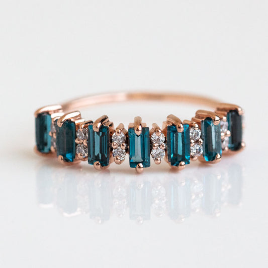 Rose Gold London Blue Topaz Canary Ring unique modern jewelry la kaiser