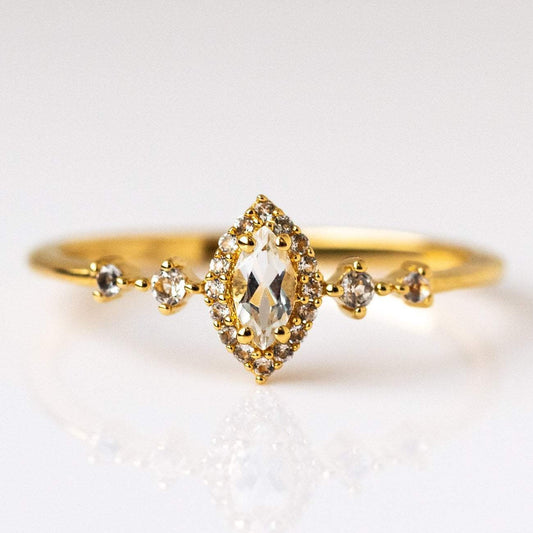 White Topaz Marquise Shape 18K Gold Vermeil La Kaiser