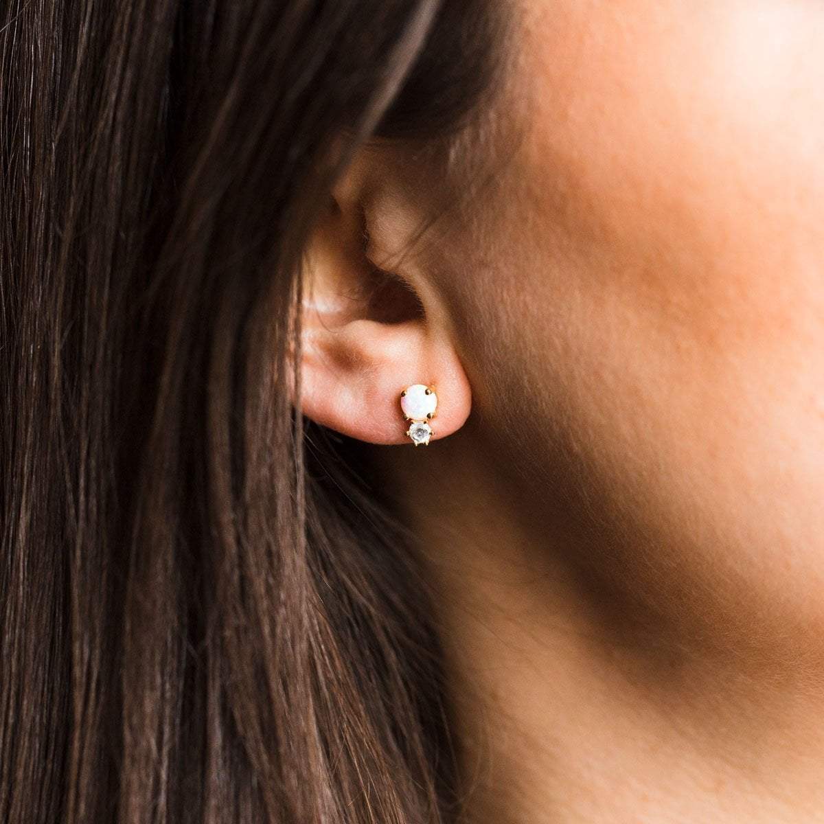 Opal & Diamond Doublet Stud Earrings earrings La Kaiser 