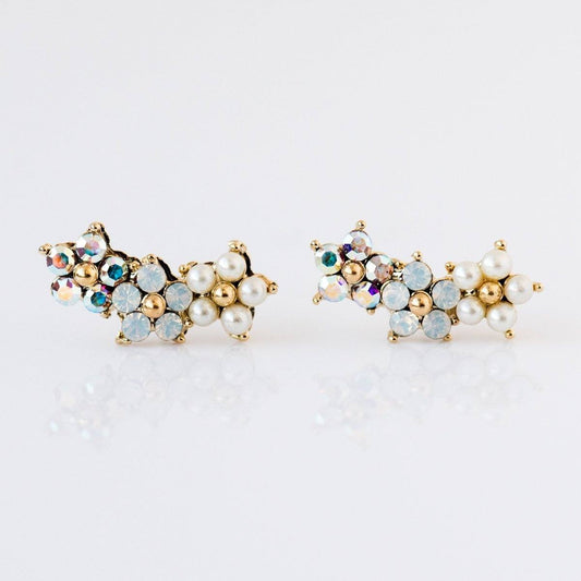 Local Eclectic Crystal Flower Ear Climber Earrings