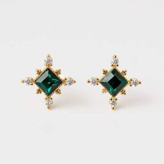 Sierra Gold stud earrings in emerald from Lover's Tempo 