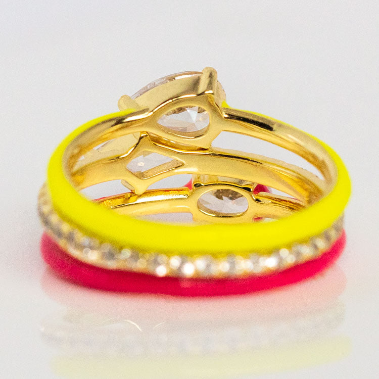 Neon Pink Lemonade Enamel Stacking Ring Set unique statement colorful jewelry melinda maria