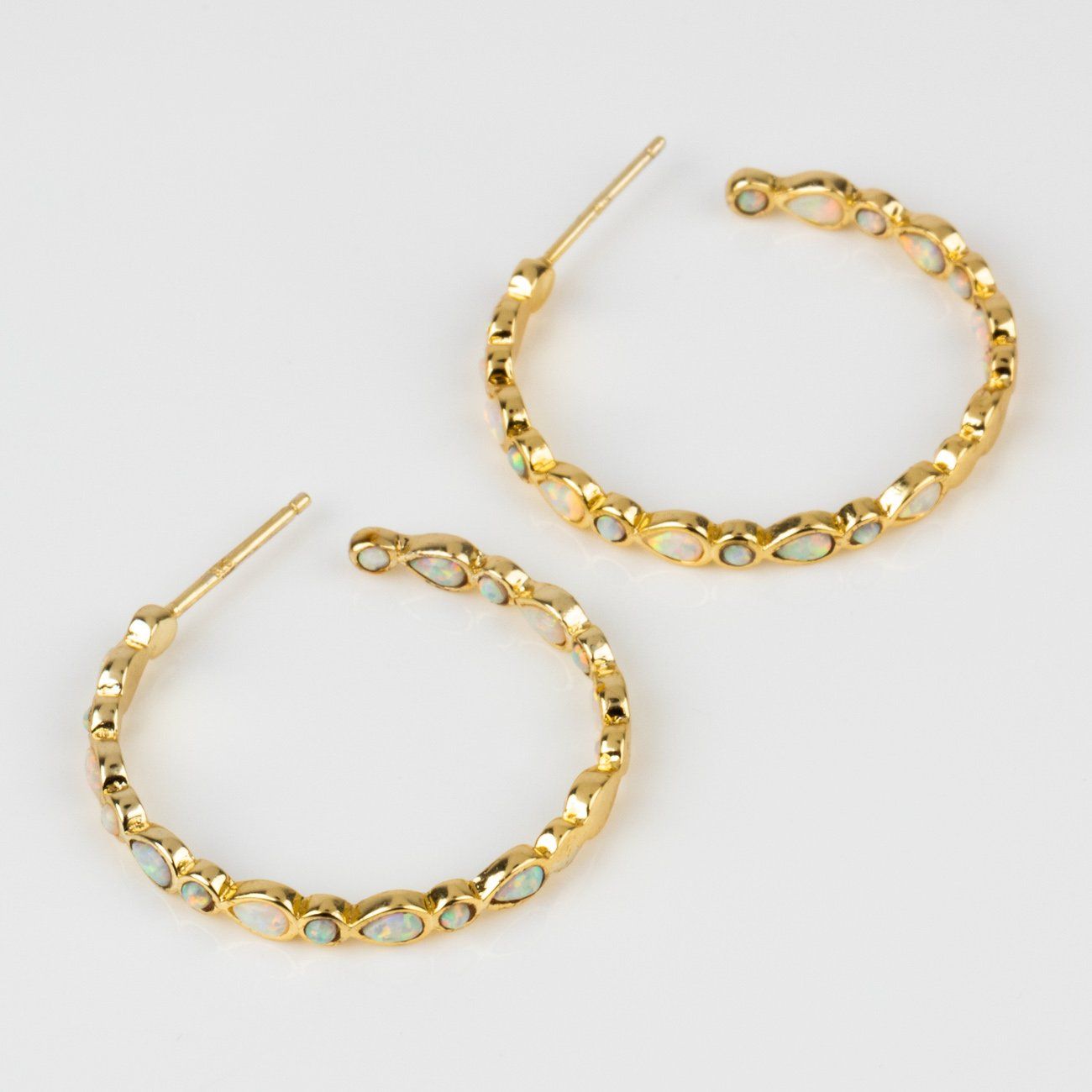 white opal yellow gold isla statement hoop earring melinda maria