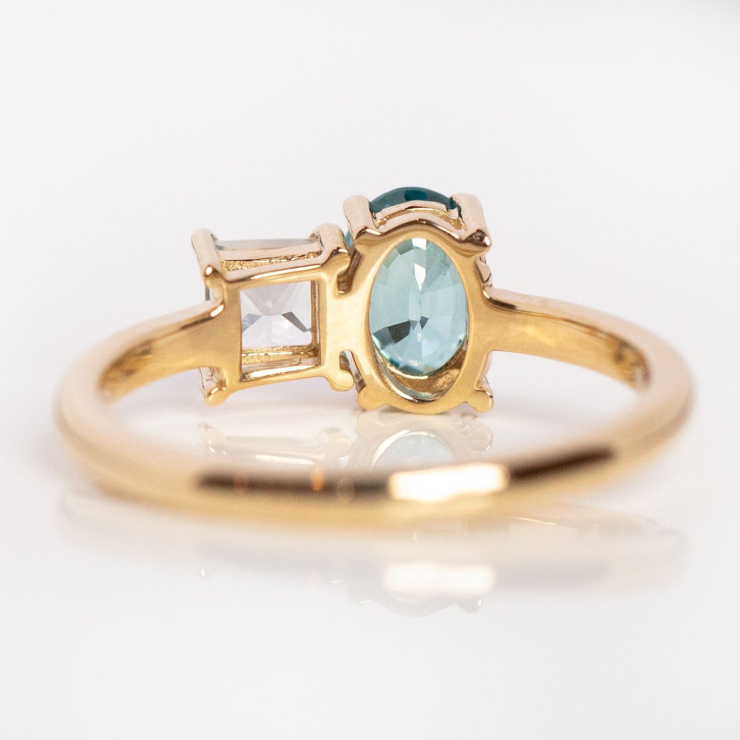 Big Sur Toi et Moi Sapphire and Blue Zircon Ring
