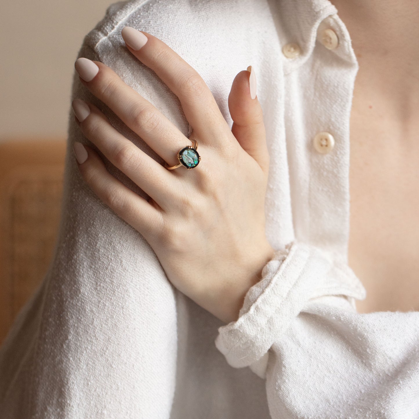 Celina Ring with Opal Set Onyx