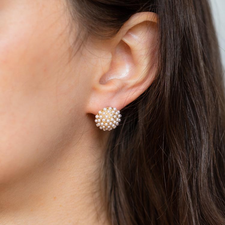 Pearl Pave Stud Earrings statement studs modern jewelry olive + piper
