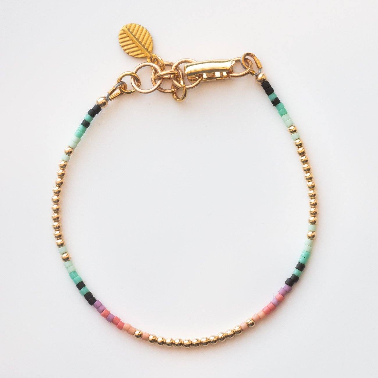 Single Serpent Beaded Bracelet in Petal handmade unique jewelry