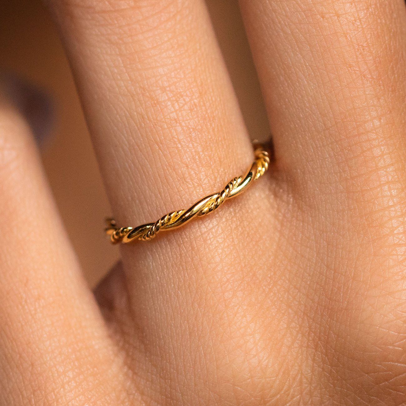 Twisted Ring simple dainty modern yellow gold jewelry