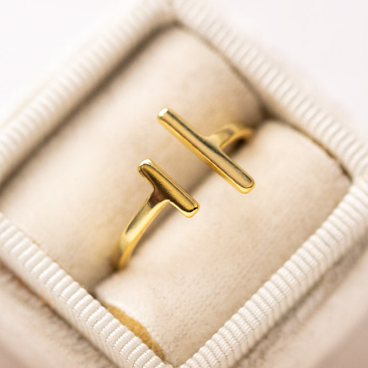 Ana Ring yellow gold adjustable ring dainty modern minimal jewelry shashi