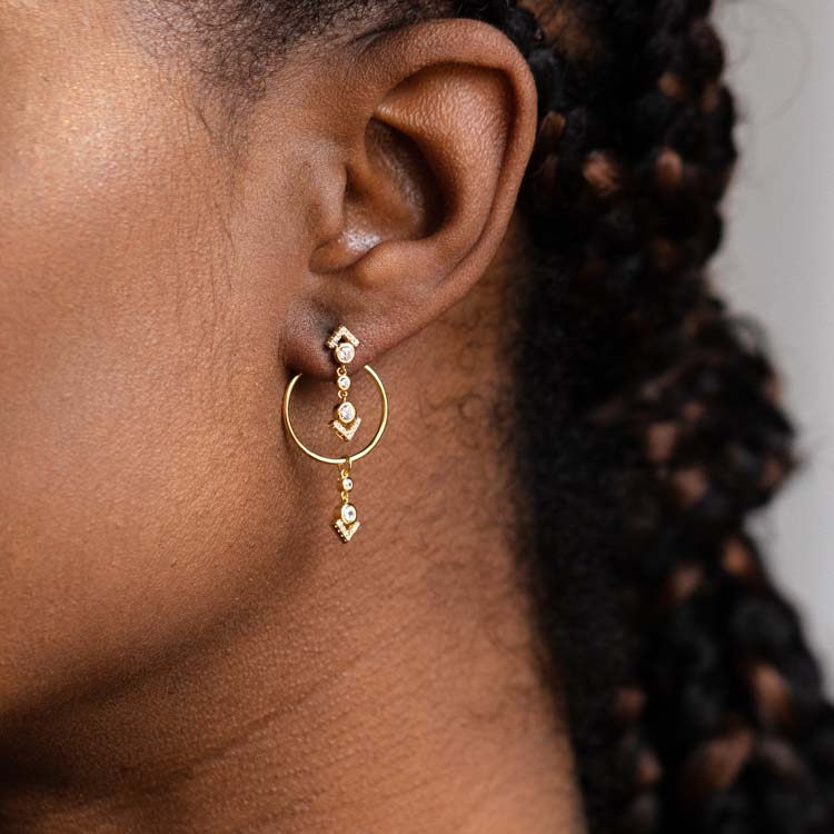 Kahleesi Earrings yellow gold dainty unique jewelry shashi