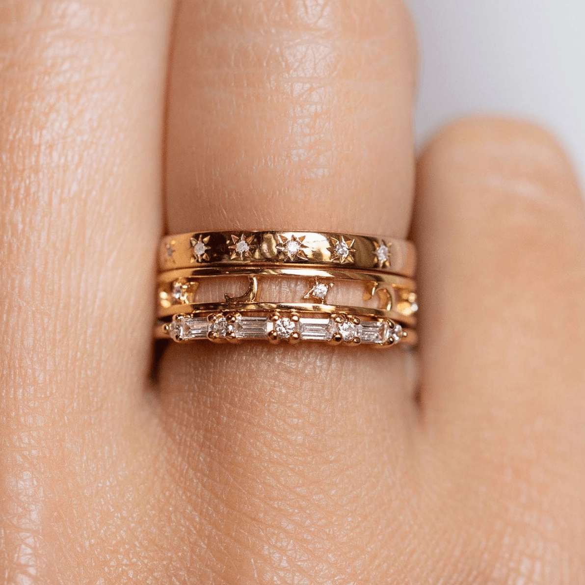 Simple Star Set Diamond Band rings Carrie Elizabeth Jewelry 