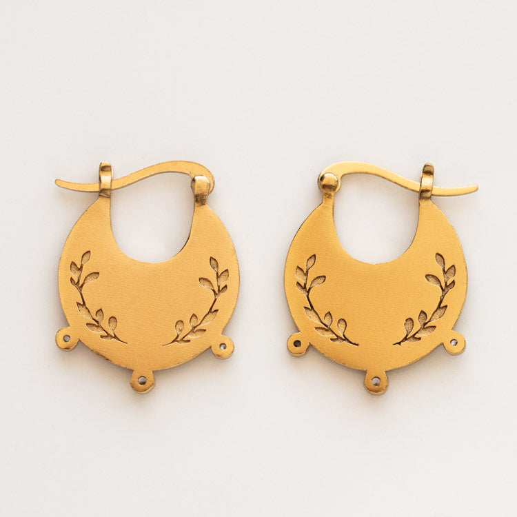Celestial Bohemian Hoop Earrings yellow gold modern minimal unique jewelry tai