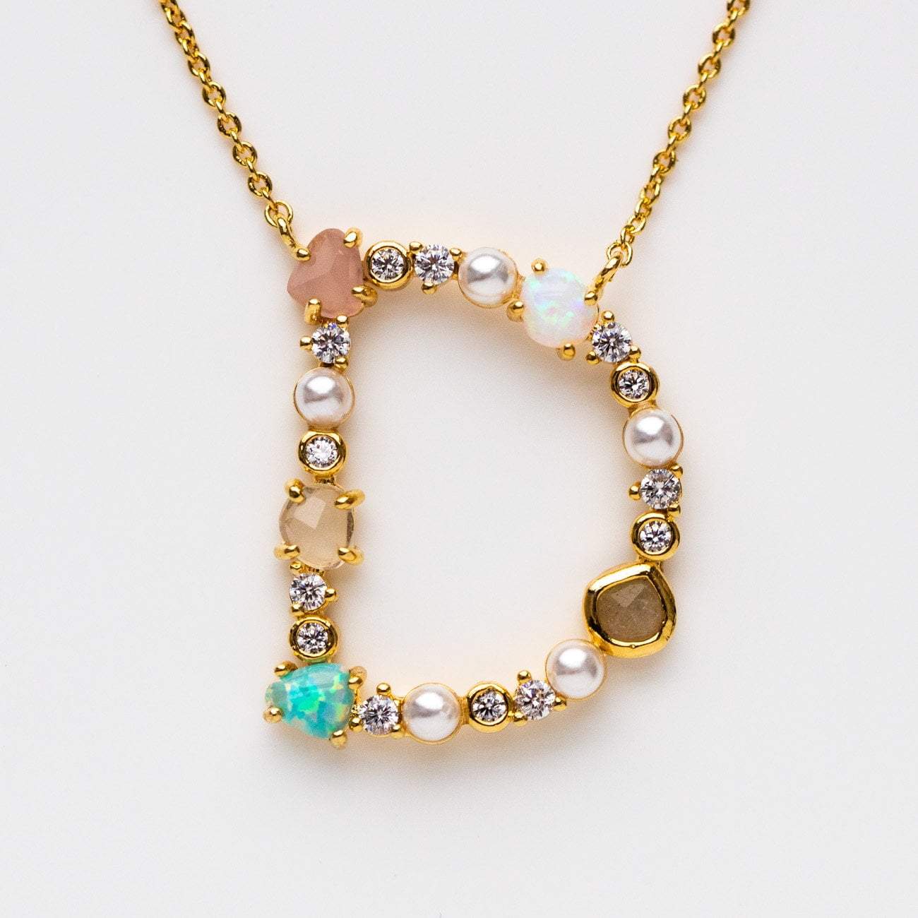 Opal Initial Necklace Letter Necklace Initial Necklace Opal 