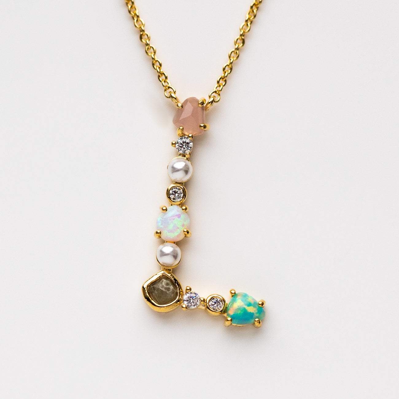 Opal Monogram Pendant necklaces Tai Jewelry L 