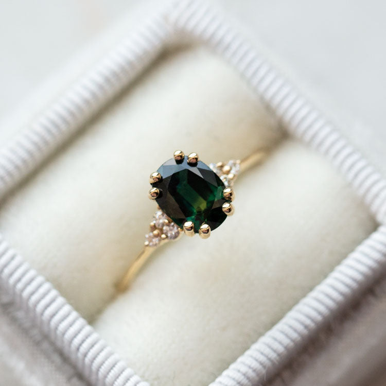 Juno Ring with Teal Sapphire in Yellow Gold yellow gold solid fine jewelry vale