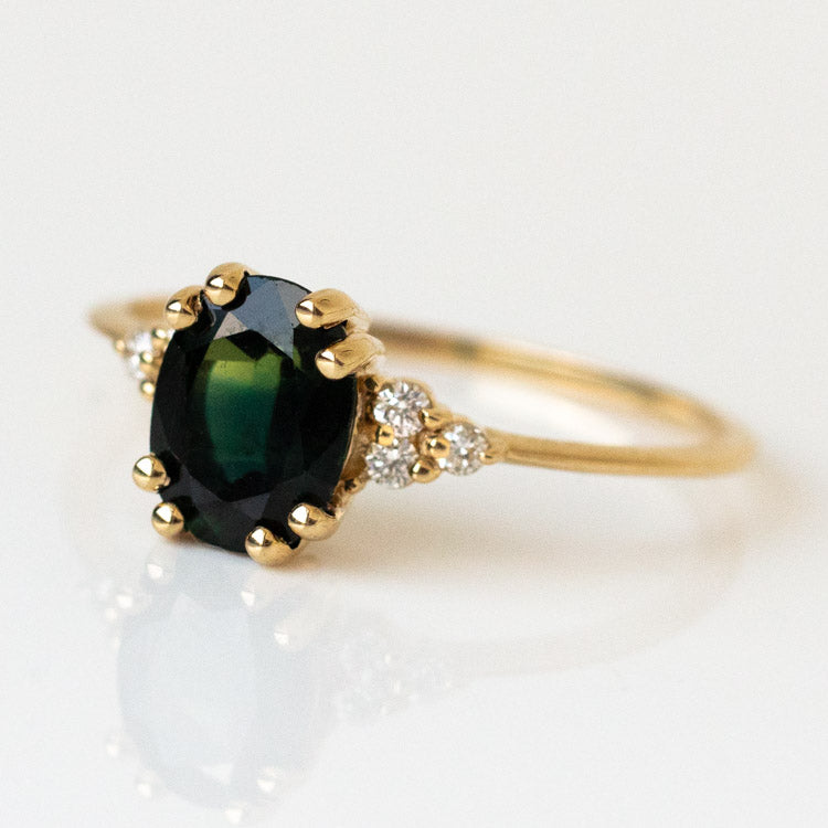 Juno Ring with Teal Sapphire in Yellow Gold yellow gold solid fine jewelry vale