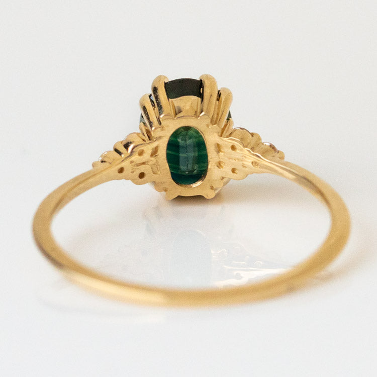 Juno Ring with Teal Sapphire in Yellow Gold yellow gold solid fine jewelry vale