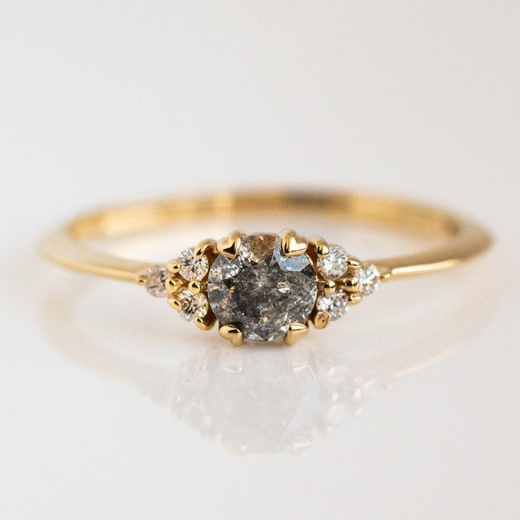 Lune Ring in Salt and Pepper Diamond alternative engagement rings yellow gold fine solid jewelry vale
