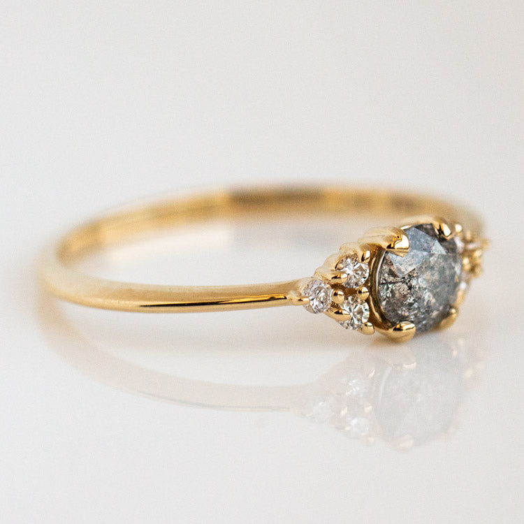 Lune Ring in Salt and Pepper Diamond alternative engagement rings yellow gold fine solid jewelry vale