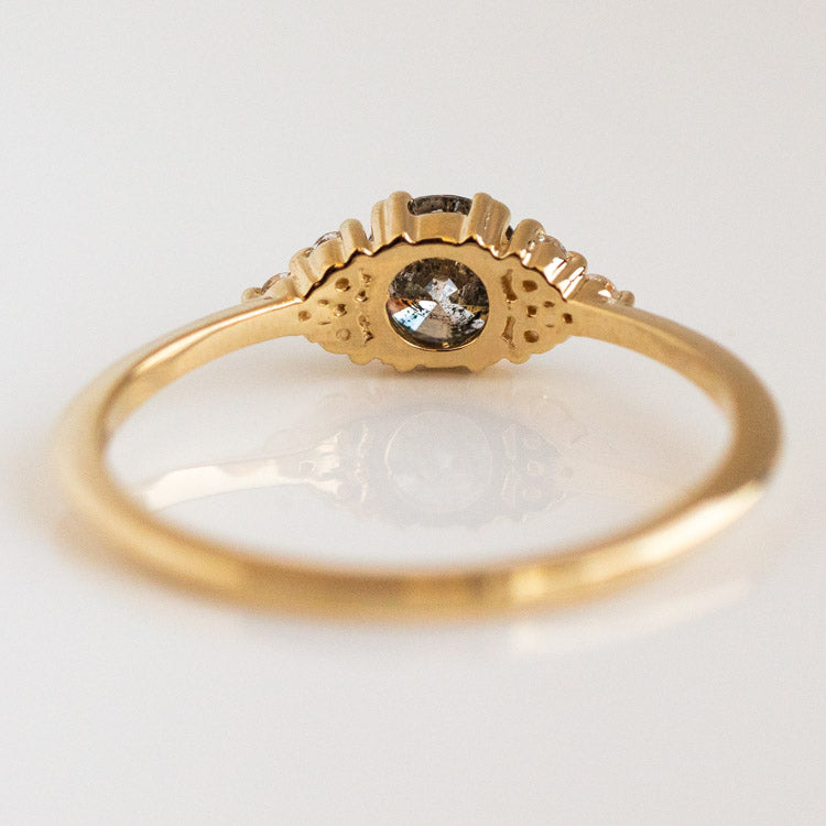 Lune Ring in Salt and Pepper Diamond alternative engagement rings yellow gold fine solid jewelry vale