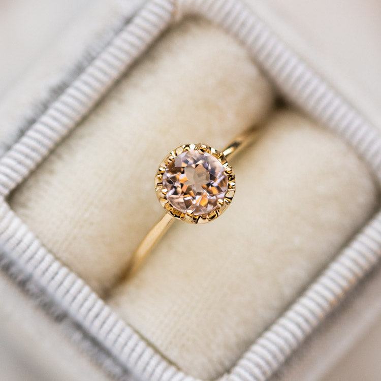 Desert Flower Ring with Morganite yellow gold modern solid fine jewelry vale