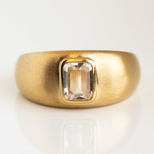 Petra White Sapphire Ring solid yellow gold statement chunky jewelry vale