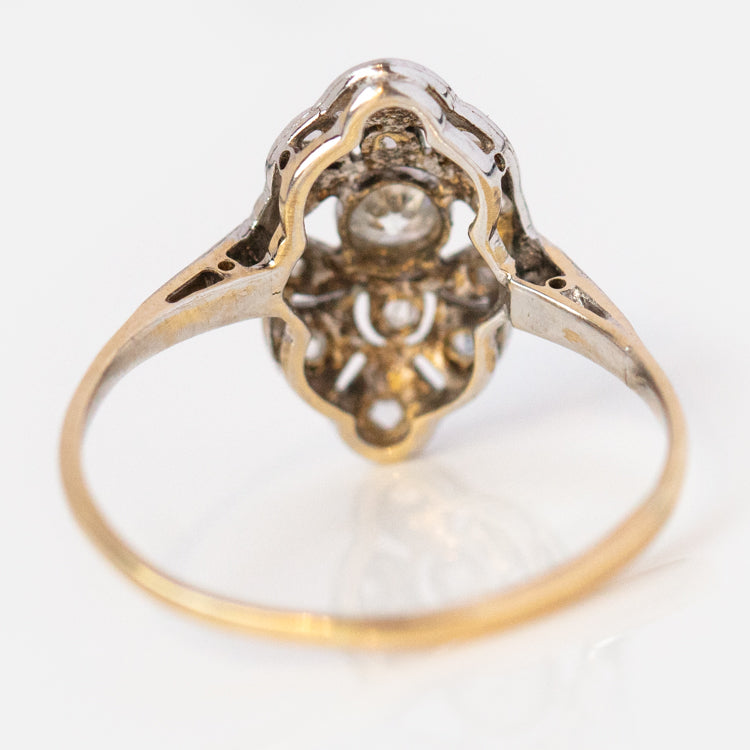Vintage 14k Early 20th Century Diamond Navette Ring Size 6.25