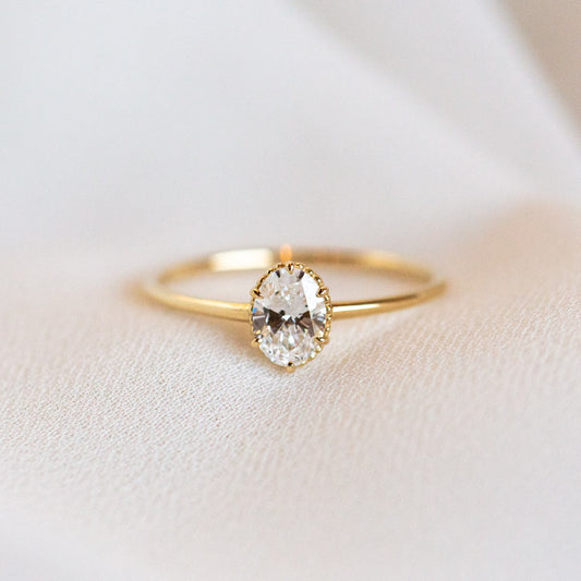 14k Oval Cut Diamond Halo Engagement Ring minimal modern yellow gold fine solid jewelry carried jewels