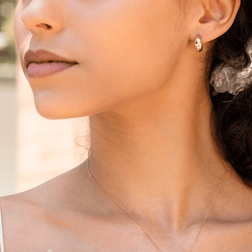 Solid Gold Chunky Huggie Hoops earrings Family Gold 